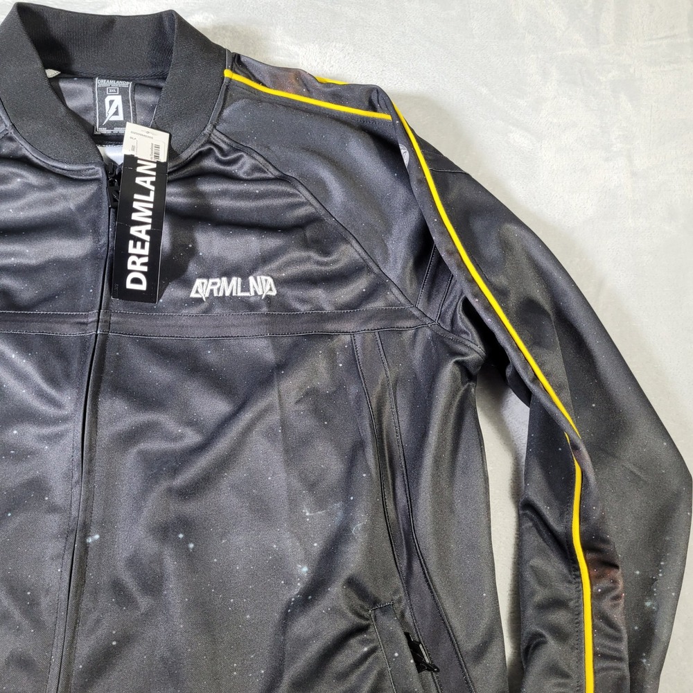 Dreamland Track Jacket Mens 3XL Black Galaxy Print Yellow DRMLND Streetwear - Picture 6 of 16